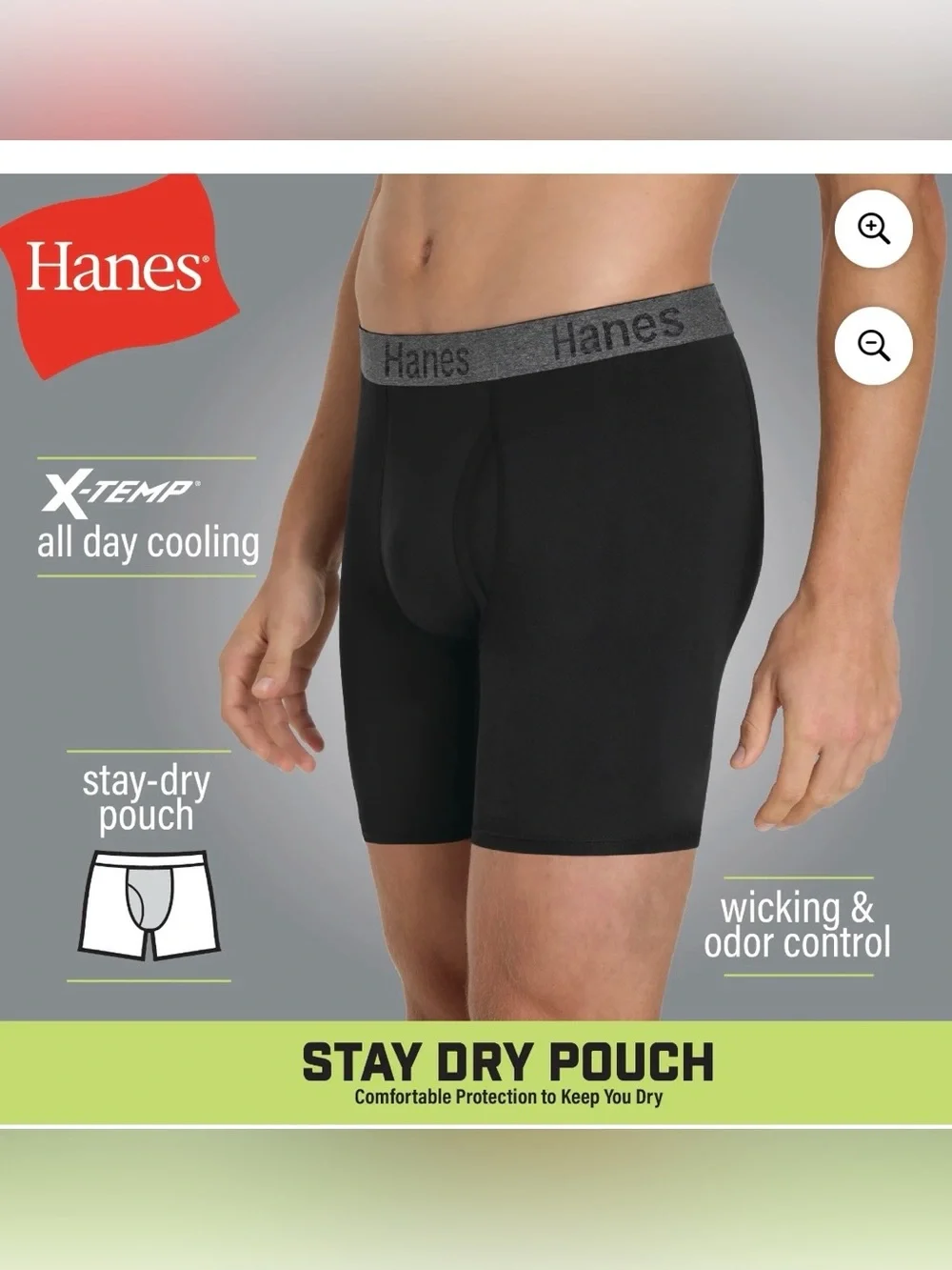 Hanes 3-Pack Boxer Briefs in Black, Gray &  Blue Size S